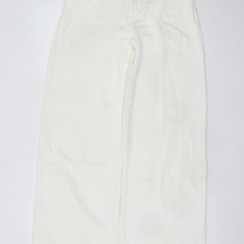 ZARA Women’s White Wide-Leg High-Rise Jeans Size 10