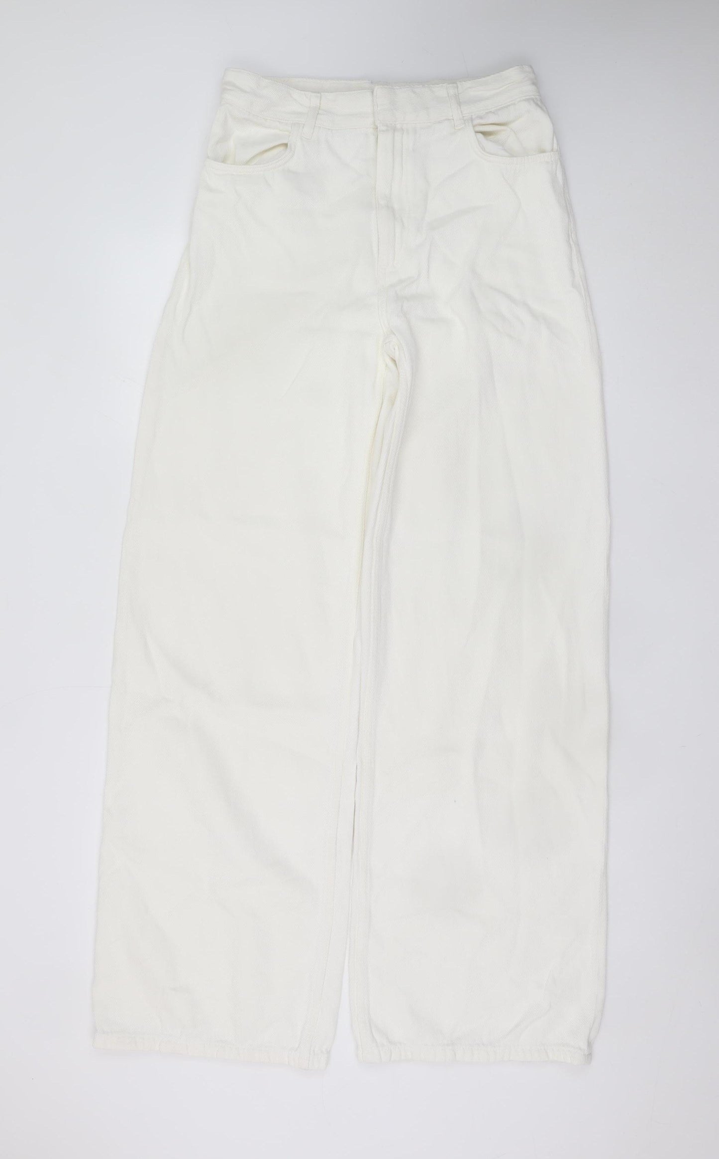 ZARA Women’s White Wide-Leg High-Rise Jeans Size 10
