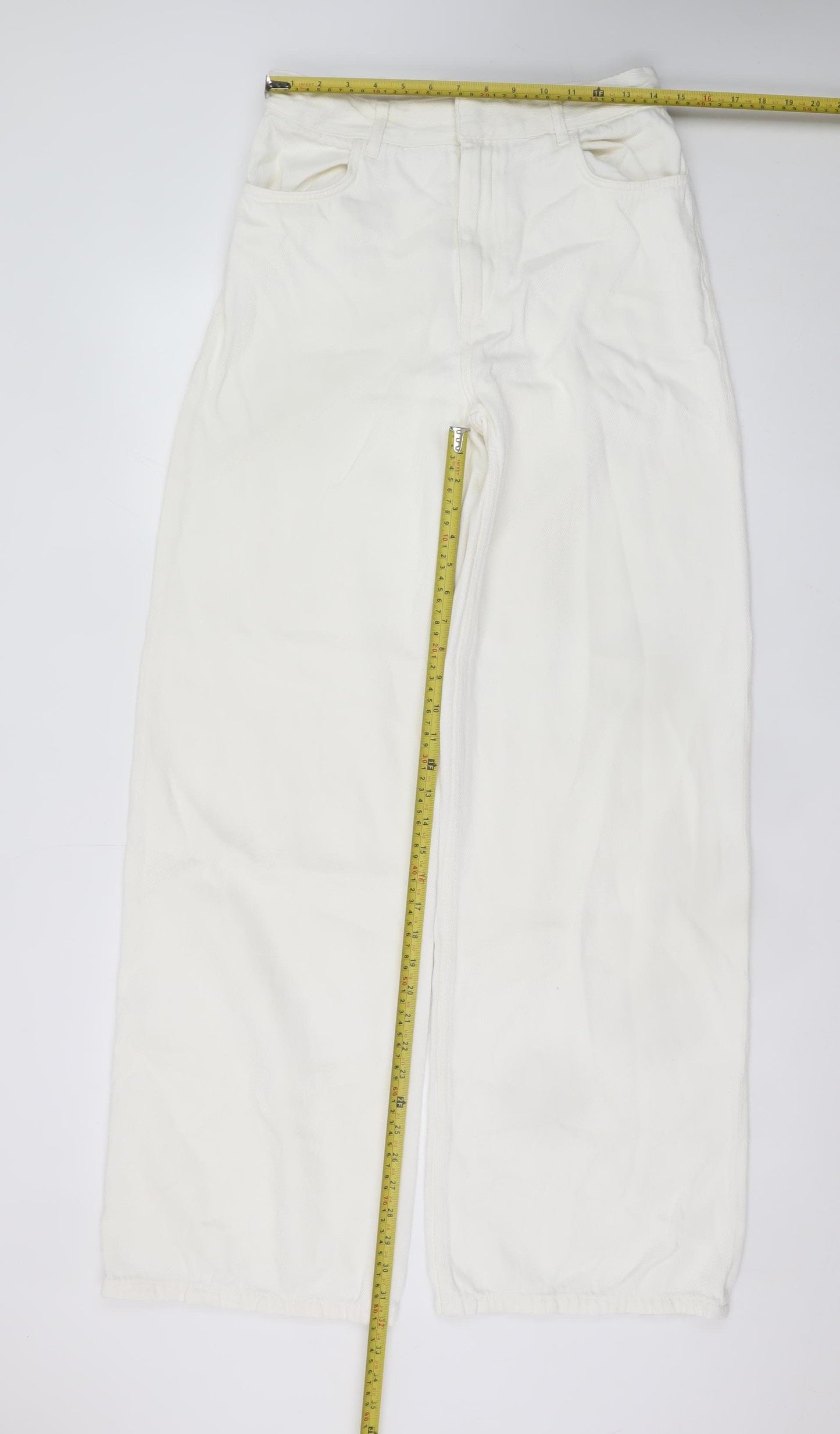ZARA Women’s White Wide-Leg High-Rise Jeans Size 10