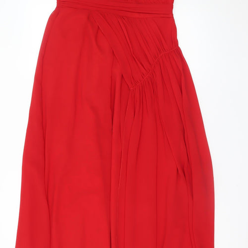 Max & Lola Milano Women's Red One Shoulder Beaded Chiffon Dress Size 16