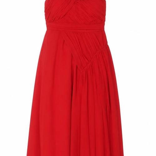 Max & Lola Milano Women's Red One Shoulder Beaded Chiffon Dress Size 16