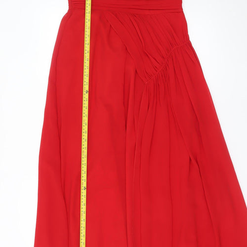 Max & Lola Milano Women's Red One Shoulder Beaded Chiffon Dress Size 16