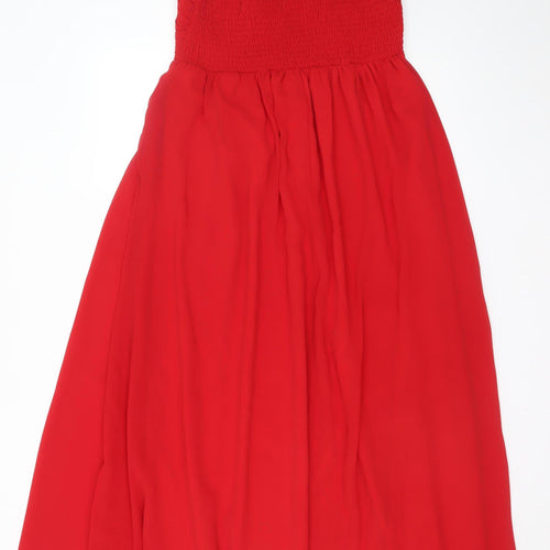 Max & Lola Milano Women's Red One Shoulder Beaded Chiffon Dress Size 16