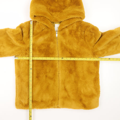 Jacqueline de Yong Womens Brown Faux Fur Hooded Jacket L