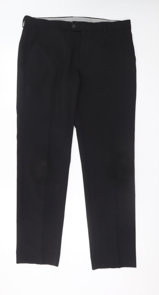 St. Bernard Men’s Black 34x31 Formal Trousers Regular Fit