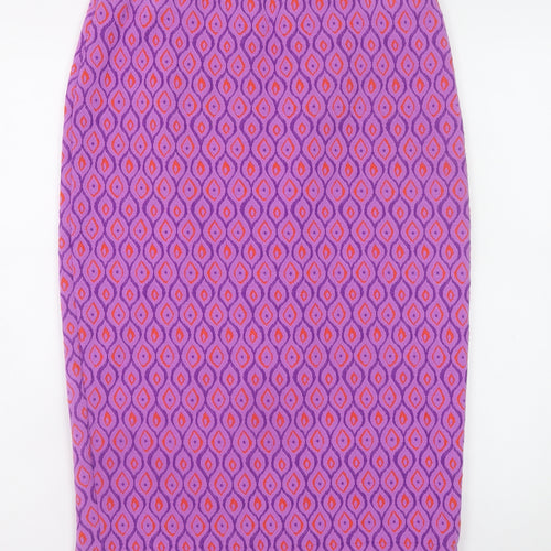 Savida Women’s Purple Geometric Pencil Skirt Size L Stretch Knit