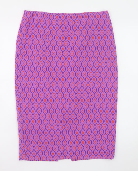 Savida Women’s Purple Geometric Pencil Skirt Size L Stretch Knit