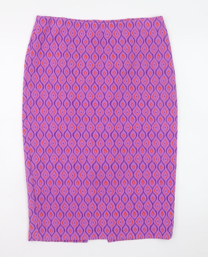 Savida Women’s Purple Geometric Pencil Skirt Size L Stretch Knit