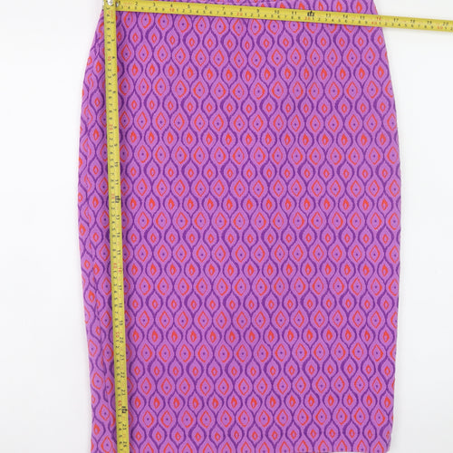 Savida Women’s Purple Geometric Pencil Skirt Size L Stretch Knit