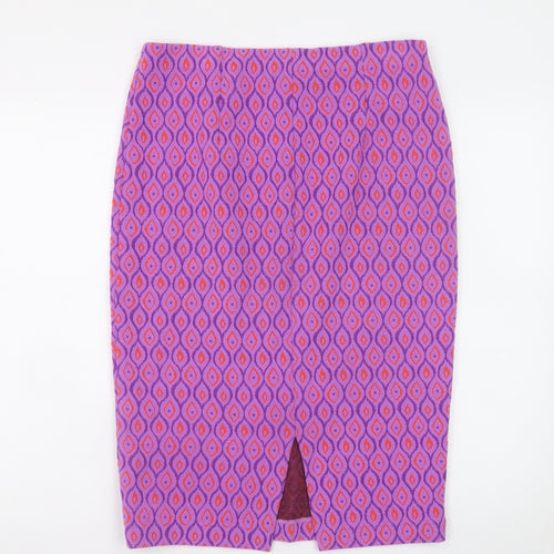 Savida Women’s Purple Geometric Pencil Skirt Size L Stretch Knit