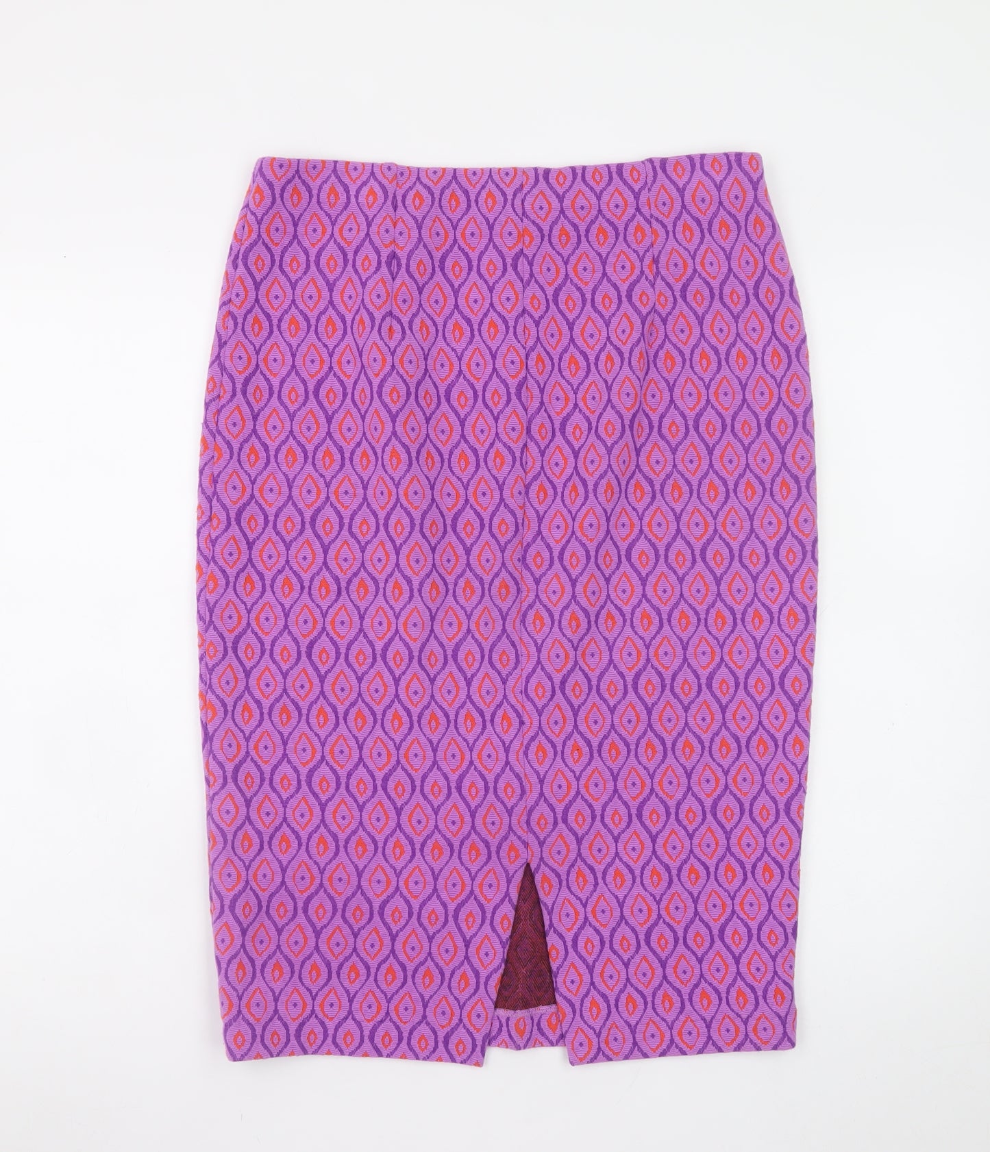 Savida Women’s Purple Geometric Pencil Skirt Size L Stretch Knit