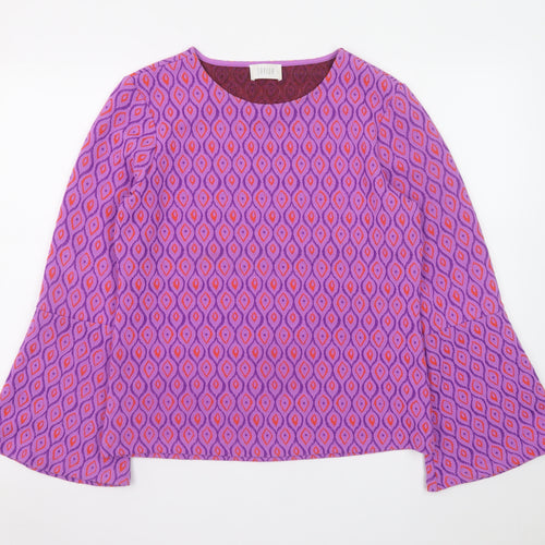 Savida Womens Purple Geometric Tunic Blouse Size 16