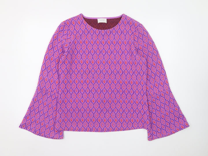Savida Womens Purple Geometric Tunic Blouse Size 16