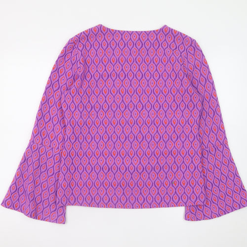 Savida Womens Purple Geometric Tunic Blouse Size 16
