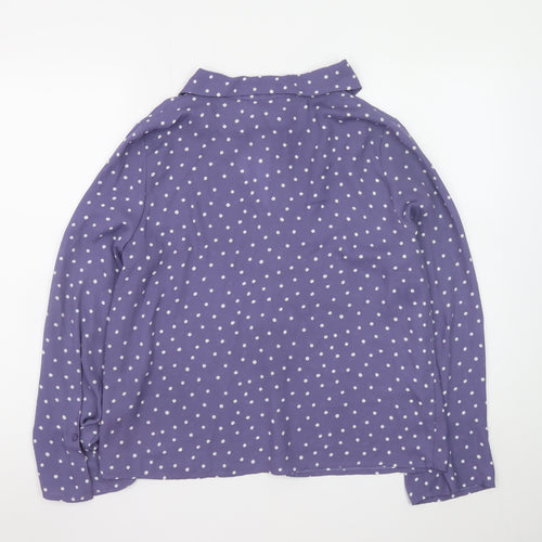 Mango Women’s Purple Polka Dot Bow Neck Long Sleeve Blouse Size 12