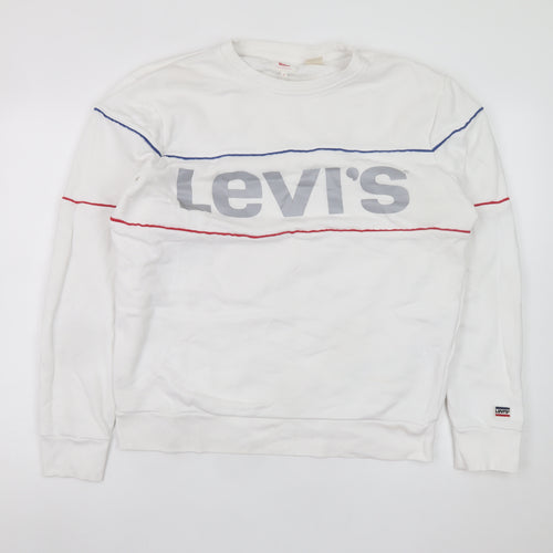 Levi's Men's White Logo Pullover Sweatshirt Medium Regular Fit