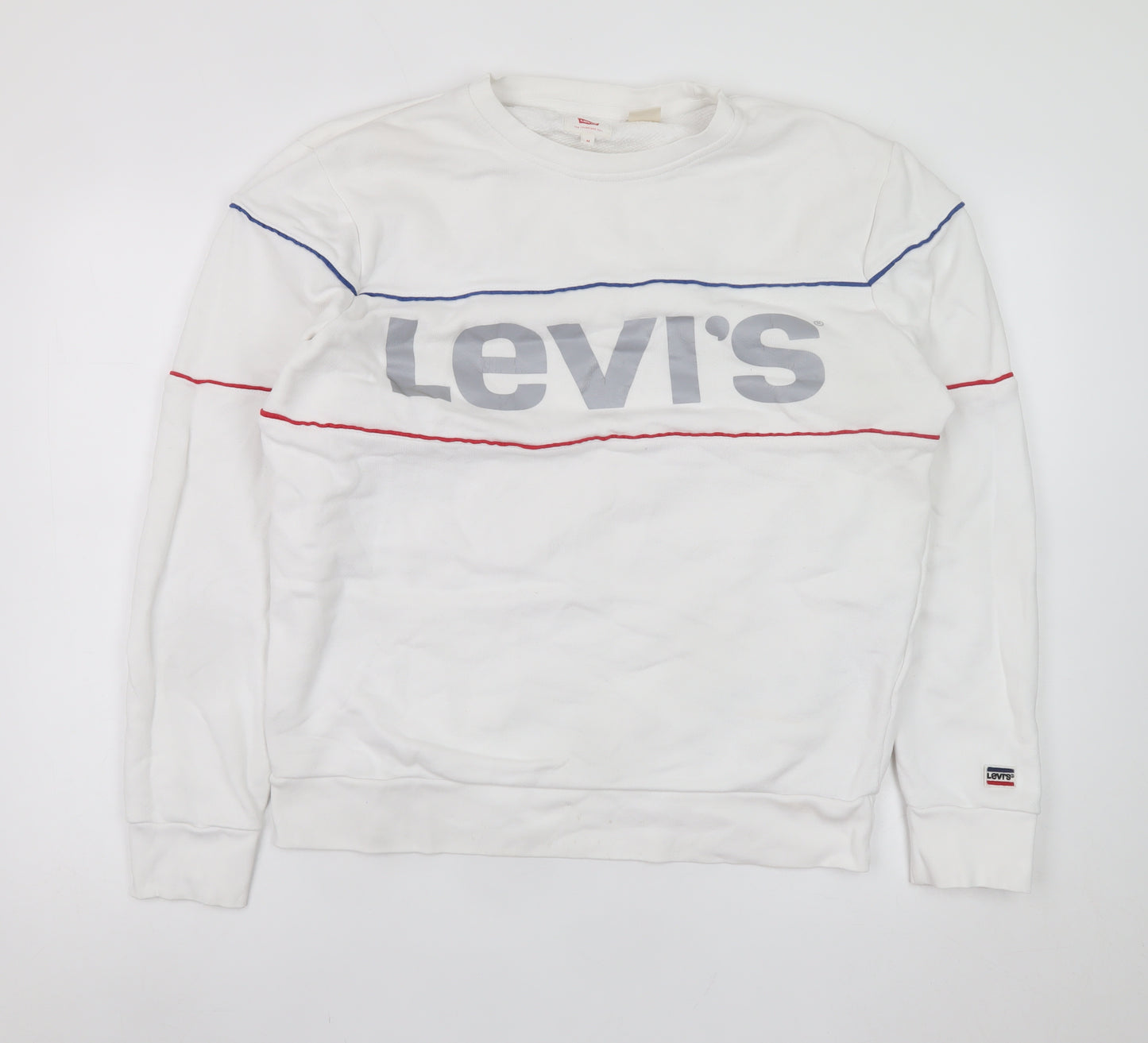 Levi's Men's White Logo Pullover Sweatshirt Medium Regular Fit