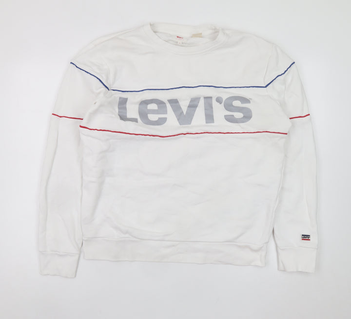 Levi's Men's White Logo Pullover Sweatshirt Medium Regular Fit