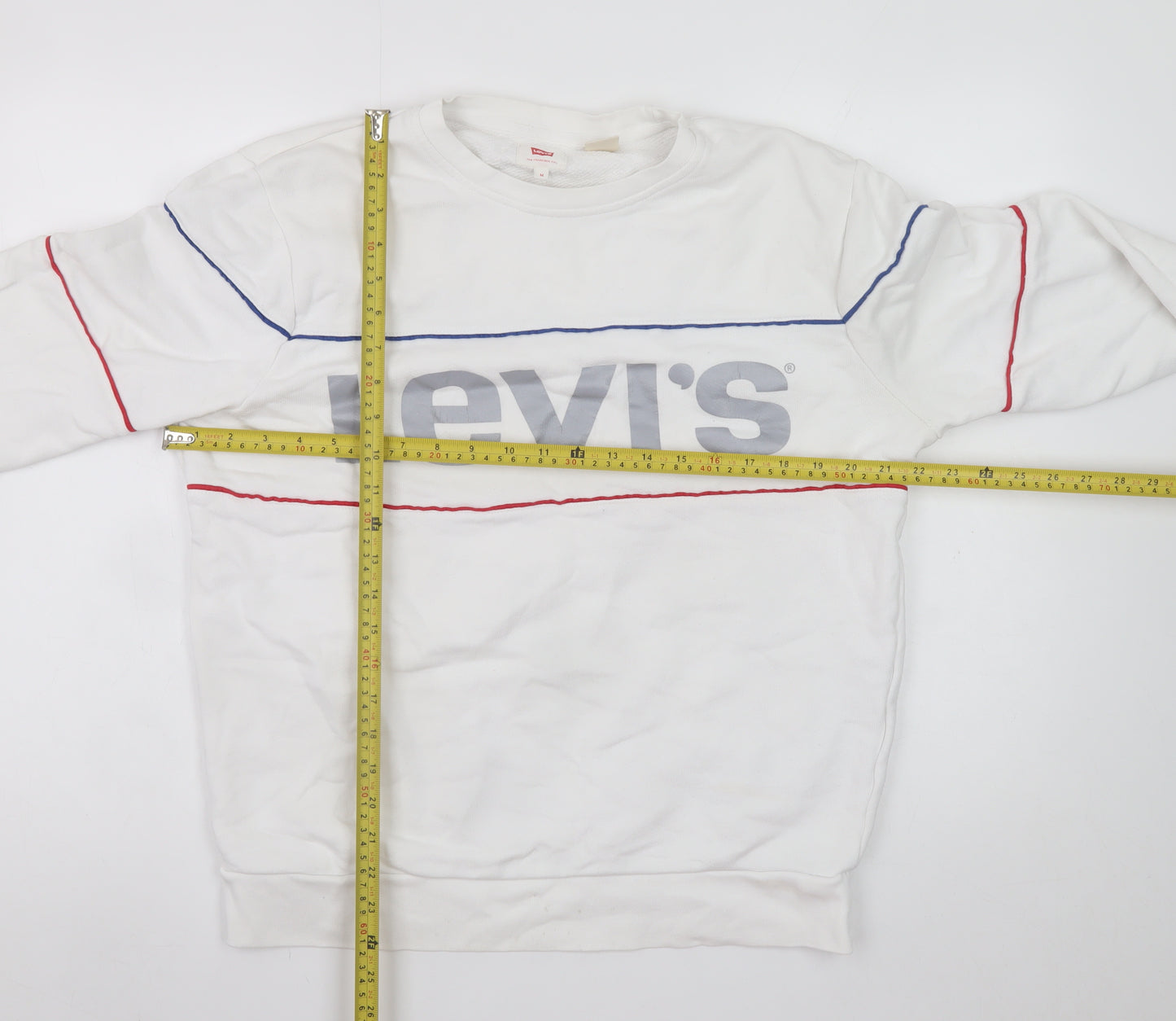 Levi's Men's White Logo Pullover Sweatshirt Medium Regular Fit