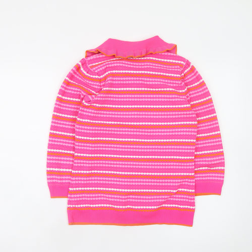 Savida Women’s Pink Striped Collared Henley Jumper XS