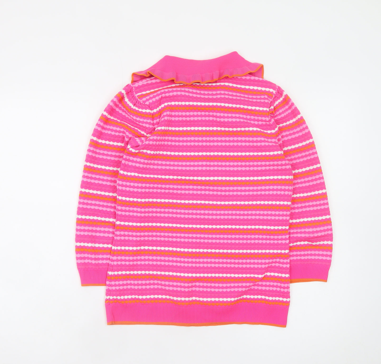 Savida Women’s Pink Striped Collared Henley Jumper XS