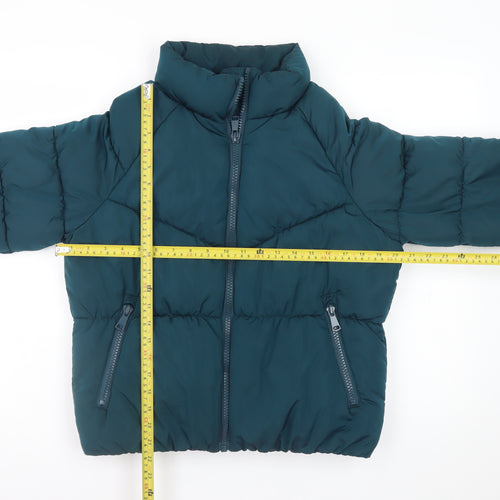 Primark Womens Green Puffer Jacket Size 10 Regular Cropped Winter Coat