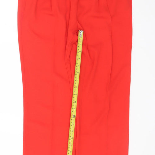 Primark Women Red Paperbag Trousers Size 10 Belted High Waist