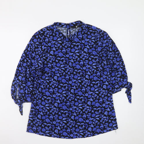 Very Women's Blue Floral 3/4 Sleeve Tunic Blouse Size 10