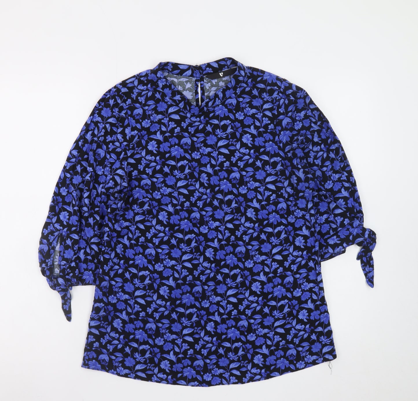 Very Women's Blue Floral 3/4 Sleeve Tunic Blouse Size 10