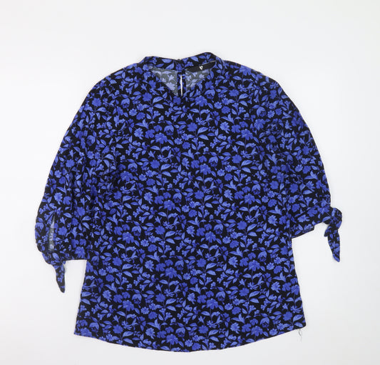 Very Women's Blue Floral 3/4 Sleeve Tunic Blouse Size 10