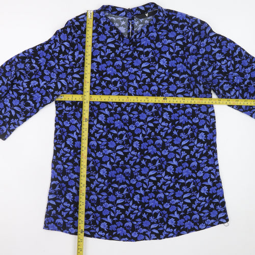 Very Women's Blue Floral 3/4 Sleeve Tunic Blouse Size 10