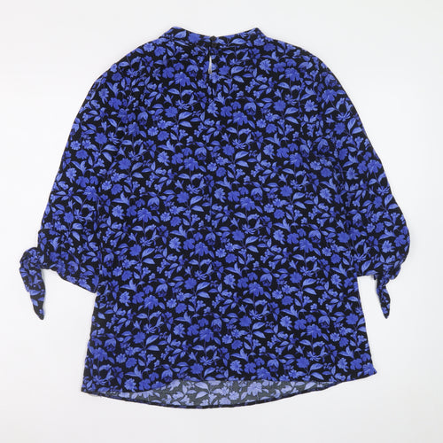 Very Women's Blue Floral 3/4 Sleeve Tunic Blouse Size 10