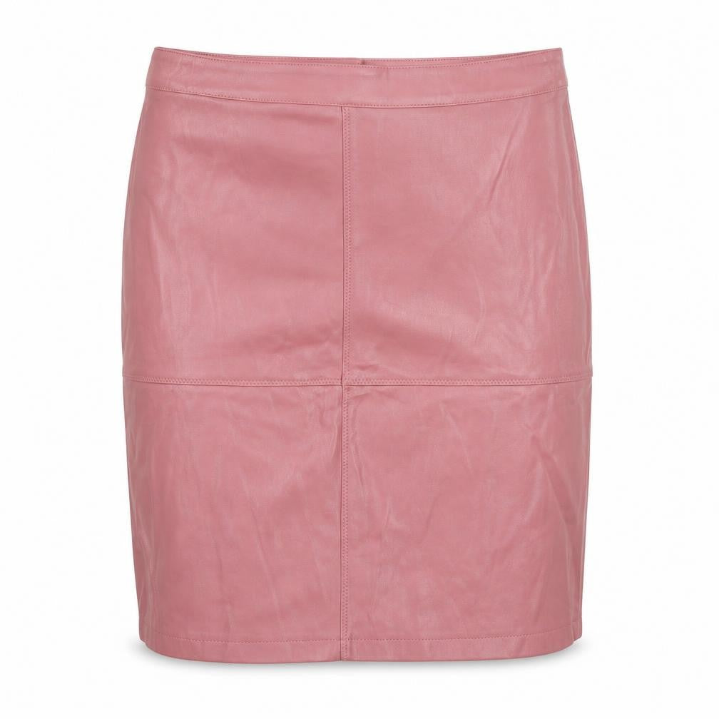 Vila Women's Pink Faux Leather Pencil Skirt L