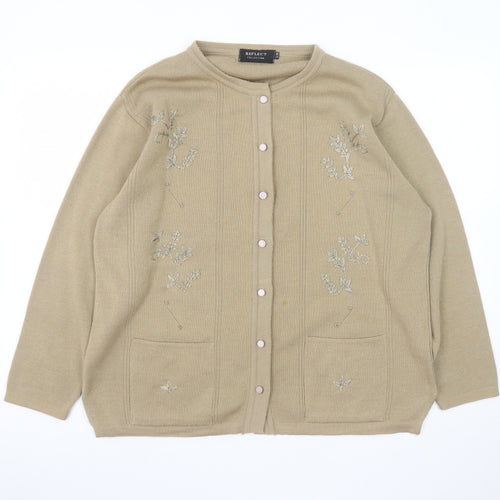 Reflect Collection Women Beige Embroidered Button Cardigan S/M
