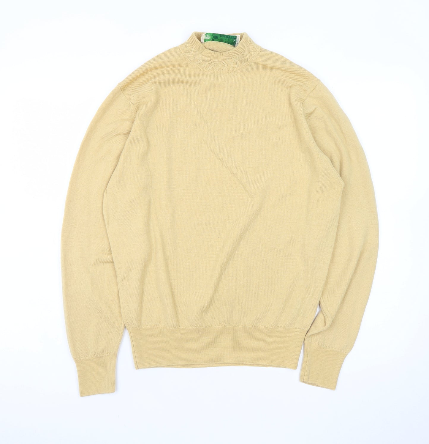 Castle of Ireland Men's Beige Wool Mock Neck Jumper Size S