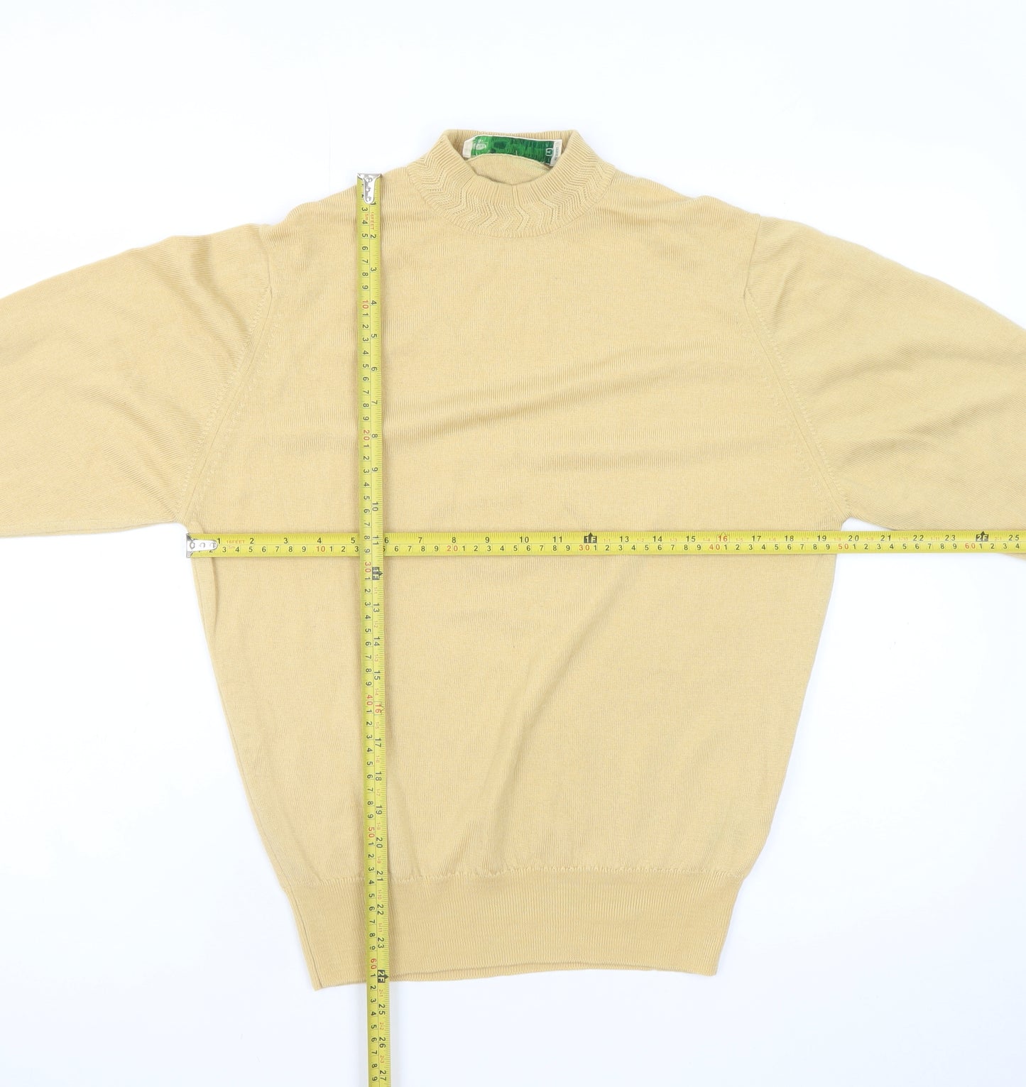 Castle of Ireland Men's Beige Wool Mock Neck Jumper Size S