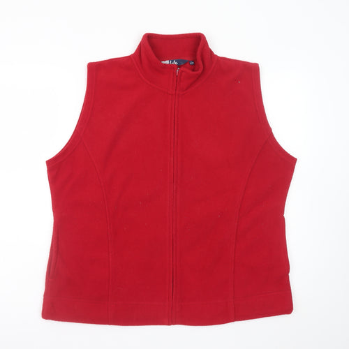 Isle Womens Red Fleece Zip Front Sleeveless Waistcoat Size 18