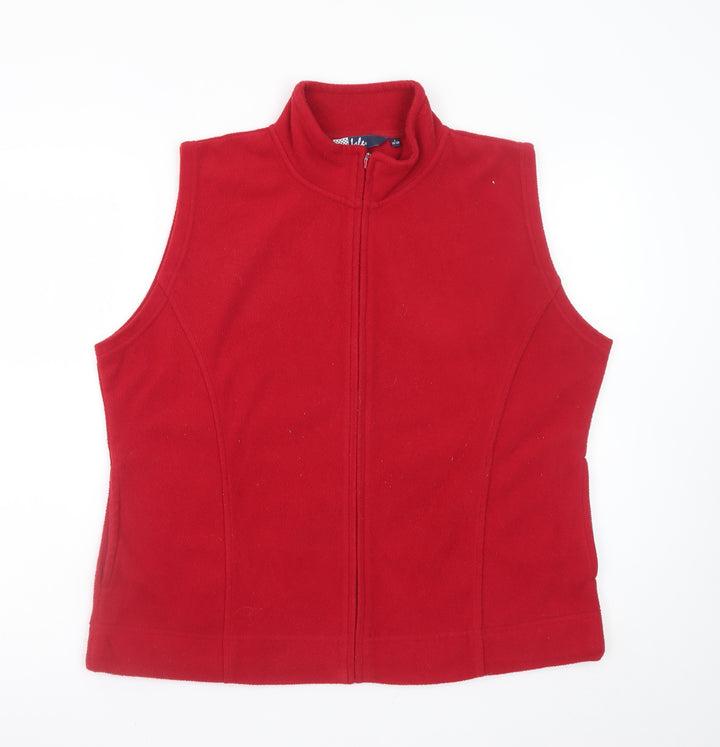 Isle Womens Red Fleece Zip Front Sleeveless Waistcoat Size 18