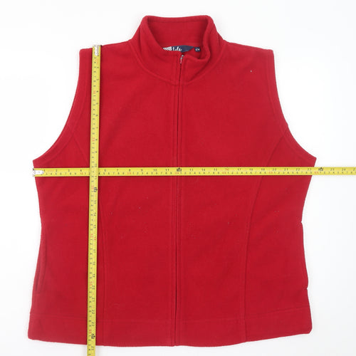 Isle Womens Red Fleece Zip Front Sleeveless Waistcoat Size 18