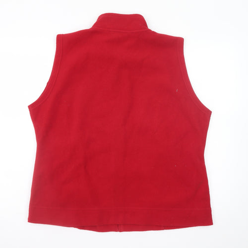 Isle Womens Red Fleece Zip Front Sleeveless Waistcoat Size 18
