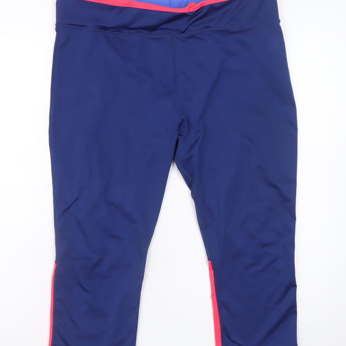 Azzurri Women's Blue Capri Leggings XL Activewear Zip Pocket