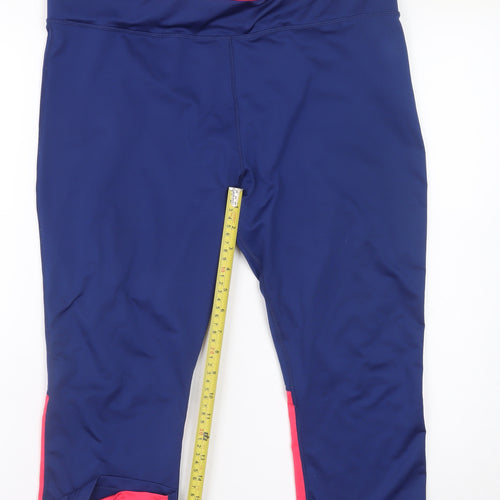 Azzurri Women's Blue Capri Leggings XL Activewear Zip Pocket