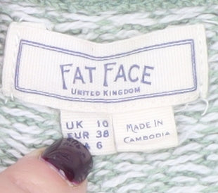 Fat Face Women's Green Fair Isle Crew Neck Wool Jumper UK 10