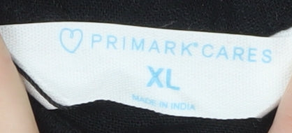 Primark Womens Black Linen Button-Up Shirt XL Relaxed Fit