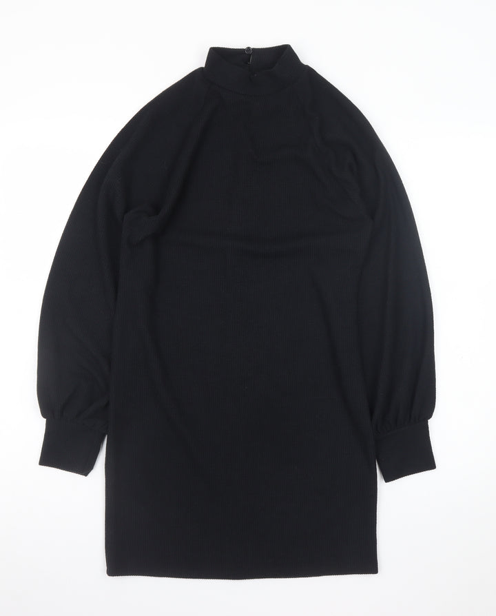 New Look Women's Black Size 8 Bodycon Knit High Neck Dress