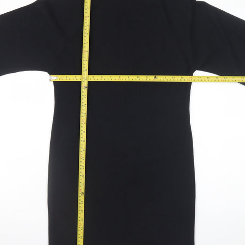 New Look Women's Black Size 8 Bodycon Knit High Neck Dress