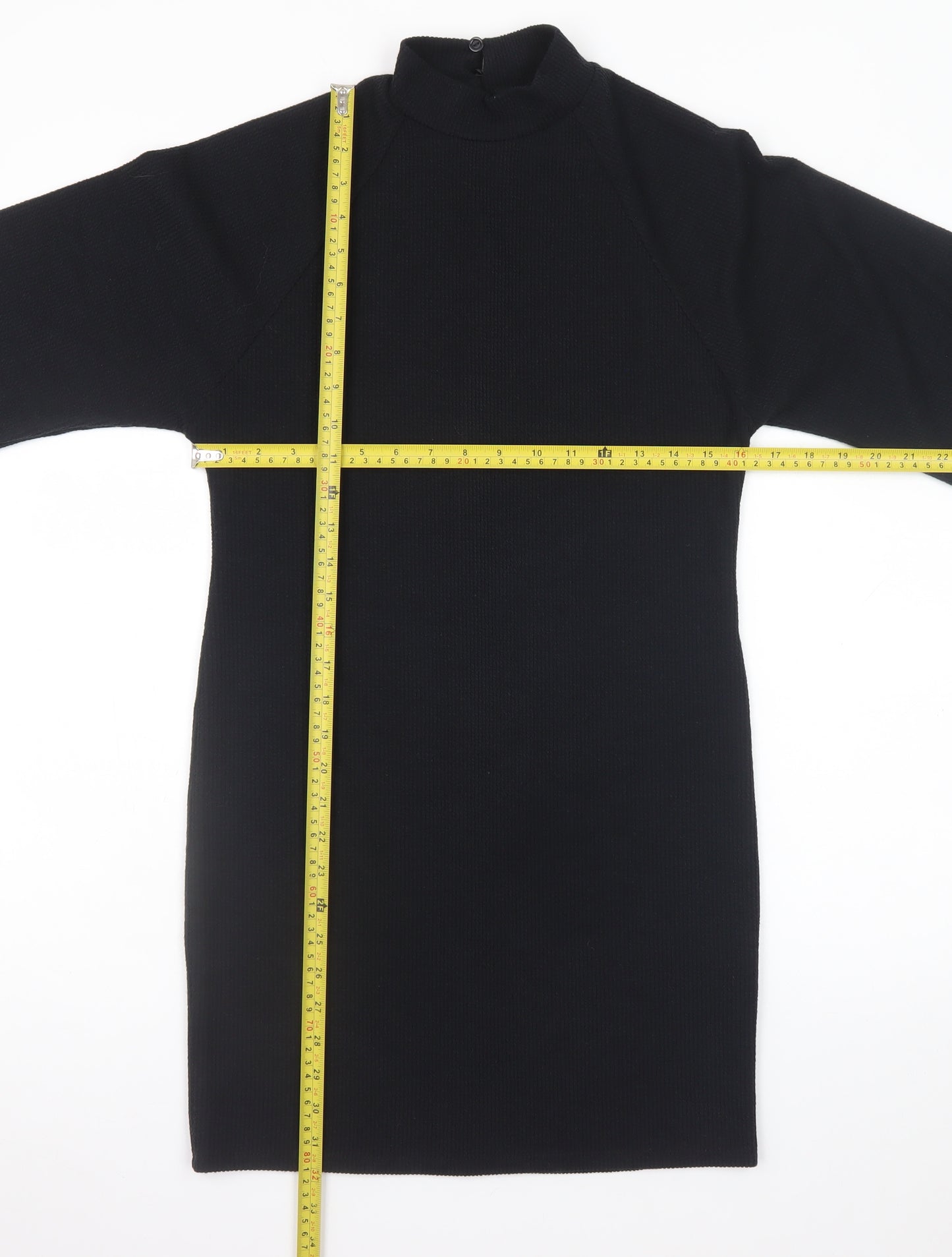 New Look Women's Black Size 8 Bodycon Knit High Neck Dress