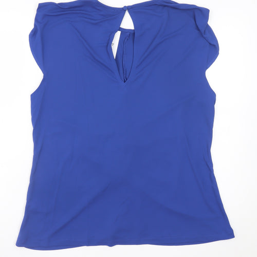 Next Women Blue Sleeveless V-Neck Ruched Tunic Top Size 22