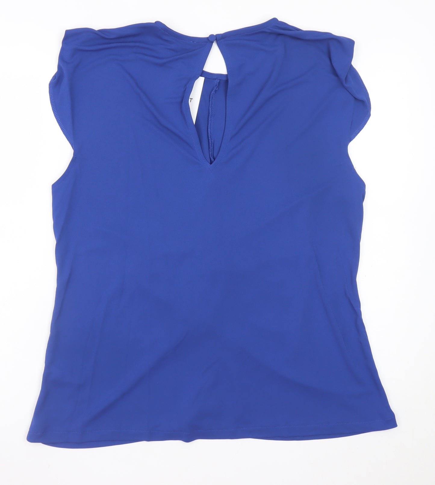 Next Women Blue Sleeveless V-Neck Ruched Tunic Top Size 22