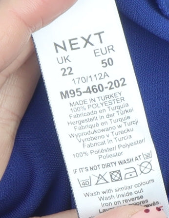 Next Women Blue Sleeveless V-Neck Ruched Tunic Top Size 22